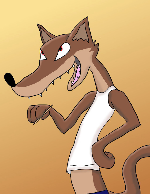 Cartoon wolf tennis racket ball free wallpaper for mobile - medium preview image