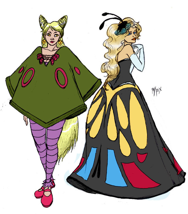 Women costumes drawing art illustration free wallpaper for tablet - medium preview image