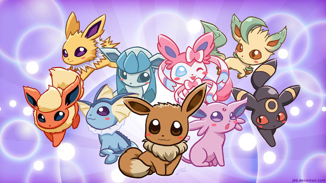Pokemon group purple bubbles background free wallpaper for desktop - medium preview image