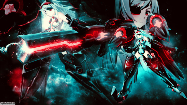 Anime couple sword red light free wallpaper for desktop - medium preview image