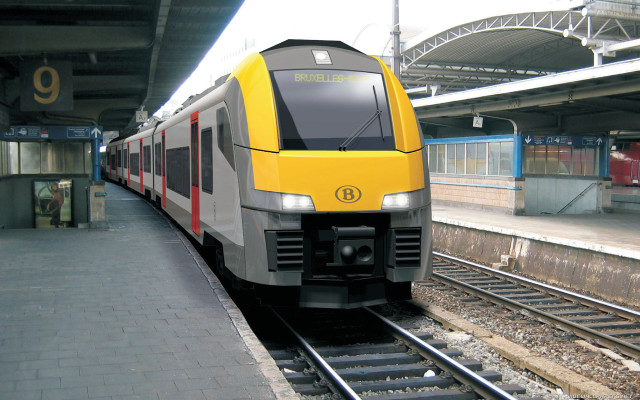 Yellow grey train station platform free wallpaper for desktop - medium preview image