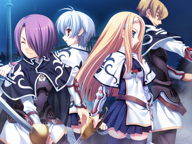 Anime girls group building clock #2 free wallpaper for desktop - medium preview image