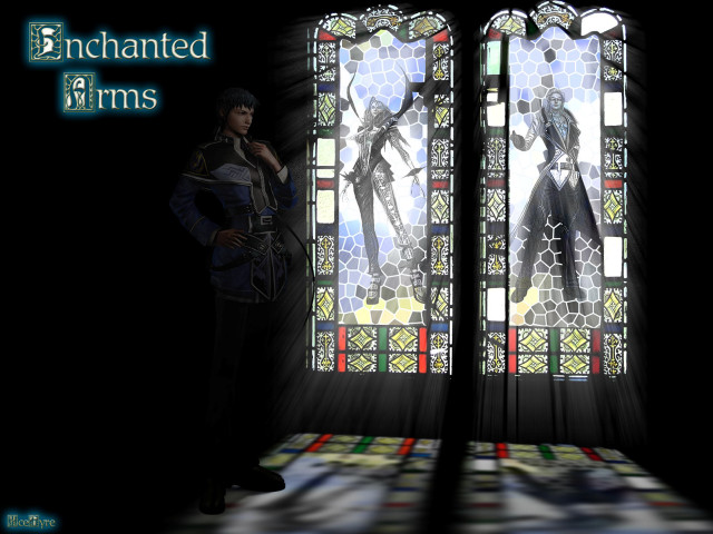 Man stained glass window shadow free wallpaper for desktop - medium preview image