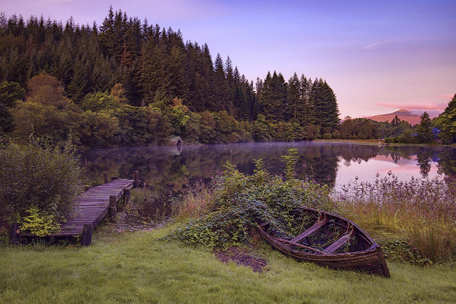 Boat green field lake dock free wallpaper for desktop - medium preview image