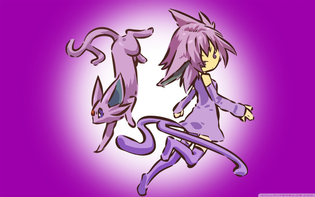 Cartoon cat dog purple background free wallpaper for desktop - medium preview image