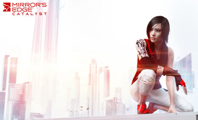 Woman red white outfit posing free wallpaper for desktop - medium preview image