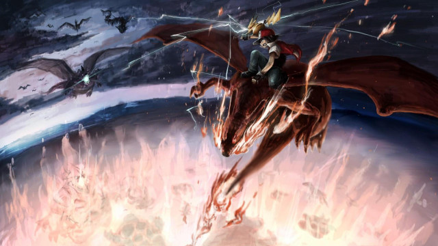 Woman riding horse dragon sky free wallpaper for desktop - medium preview image