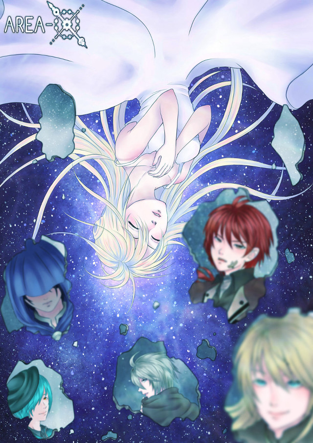 Anime girls floating stars blue free wallpaper for mobile - medium preview image