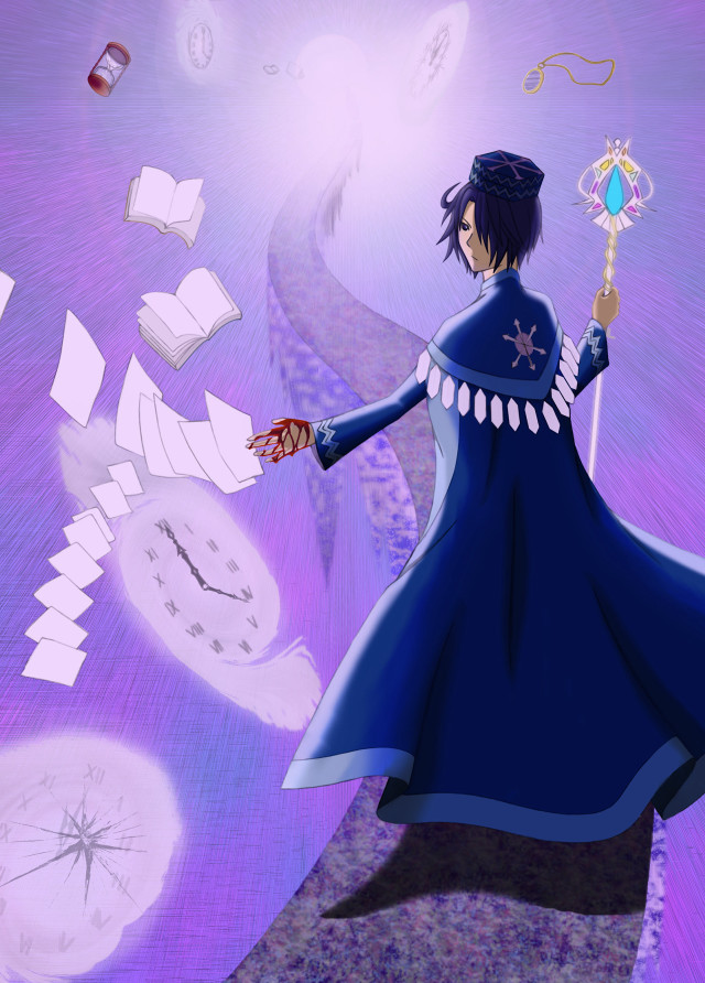 Woman blue dress wand clock free wallpaper for mobile - medium preview image