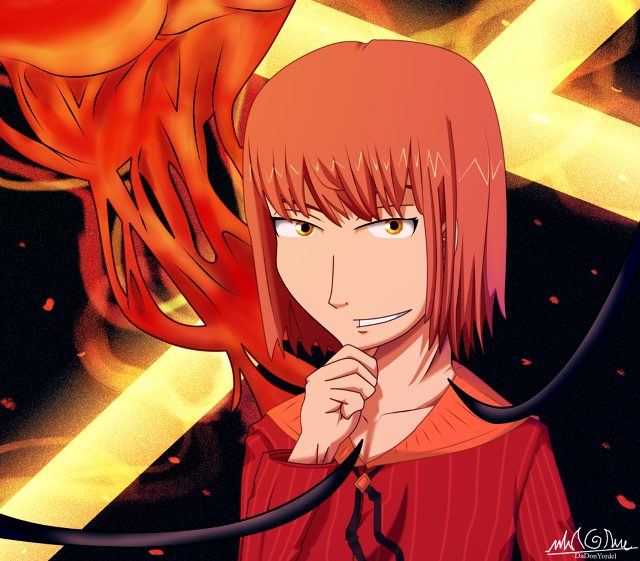 Anime red hair red shirt free wallpaper for tablet - medium preview image