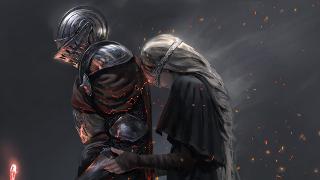 Couple people fireworks sword hand free wallpaper for desktop - medium preview image