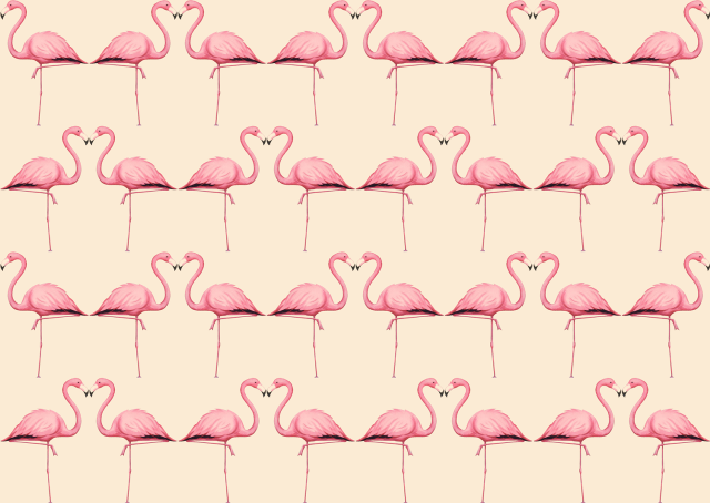 Pink flamingo pattern beige background free wallpaper for desktop - medium preview image