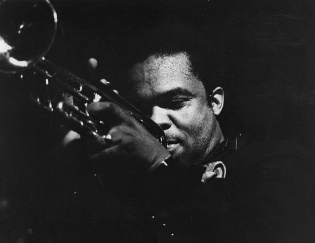 Man playing trumpet black white free wallpaper for desktop - medium preview image