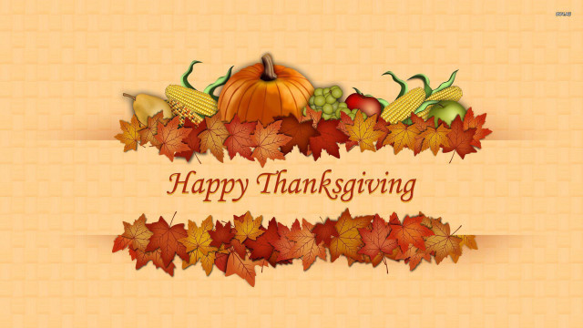 Thanksgiving card pumpkin autumn leaves #2 free wallpaper for desktop - medium preview image