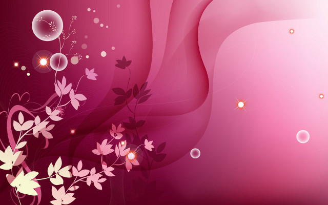 Pink background flowers bubbles clock #2 free wallpaper for desktop - medium preview image