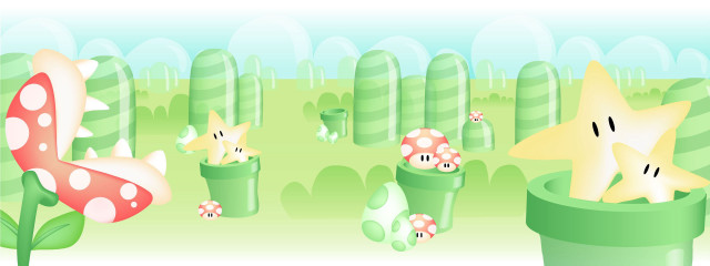 Cartoon stars field plants mushrooms free wallpaper for desktop - medium preview image