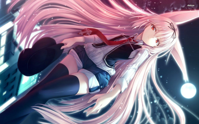 Anime girl long hair white #5 free wallpaper for desktop - medium preview image