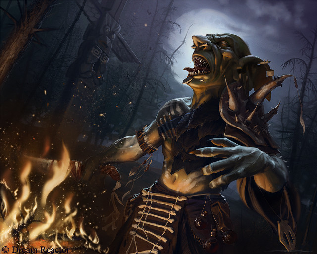 Demonic creature fire forest night free wallpaper for desktop - medium preview image