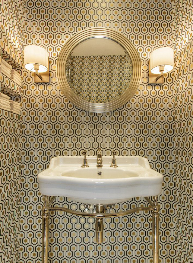 Bathroom mirror gold frame artdeco free wallpaper for mobile - medium preview image