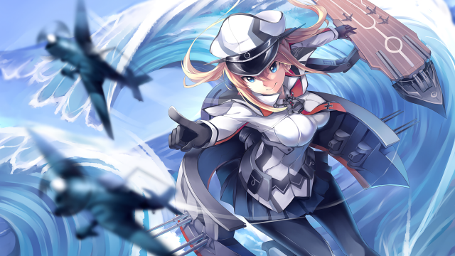 Woman sailor outfit gun wave free wallpaper for desktop - medium preview image