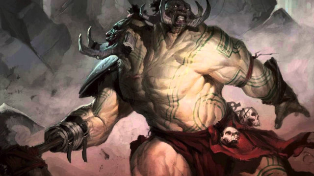 Horned man sword demon holding free wallpaper for desktop - medium preview image