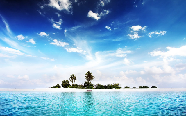 Small island trees ocean blue #2 free wallpaper for desktop - medium preview image