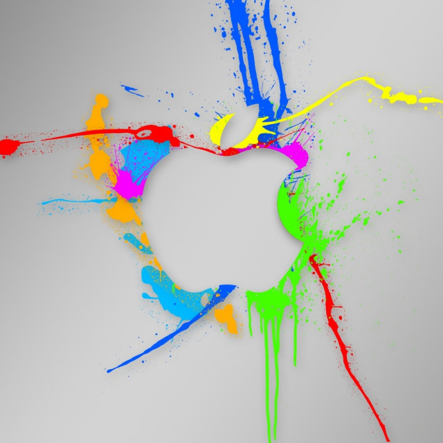 Computer screen colorful apple logo free wallpaper for tablet - medium preview image