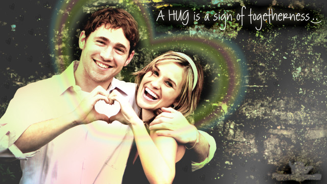 Smiling couple heart quote together #2 free wallpaper for desktop - medium preview image