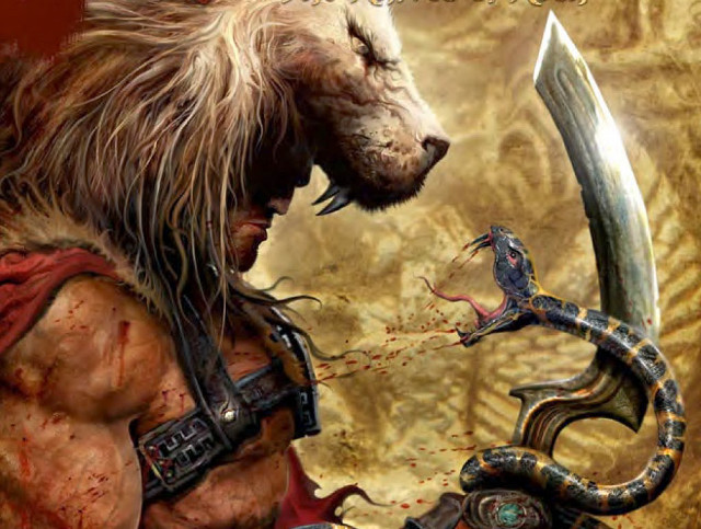 Man sword snake front of free wallpaper for desktop - medium preview image