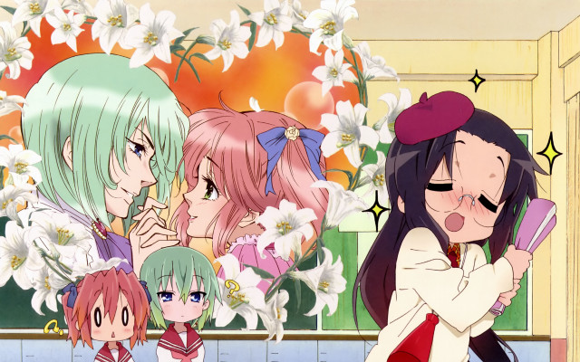 Anime girls room flowers window free wallpaper for desktop - medium preview image