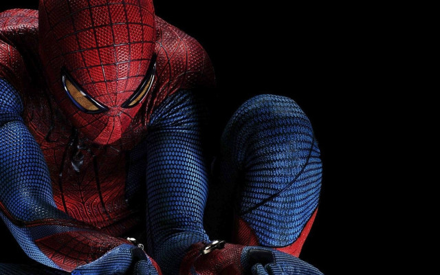 Spider man sitting hands knees free wallpaper for desktop - medium preview image
