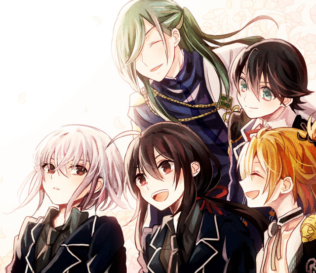 Anime characters group flower wall free wallpaper for desktop - medium preview image