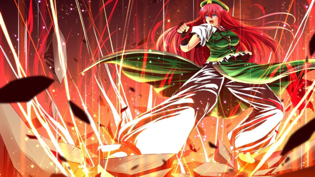 Woman green dress dancing fireworks free wallpaper for desktop - medium preview image