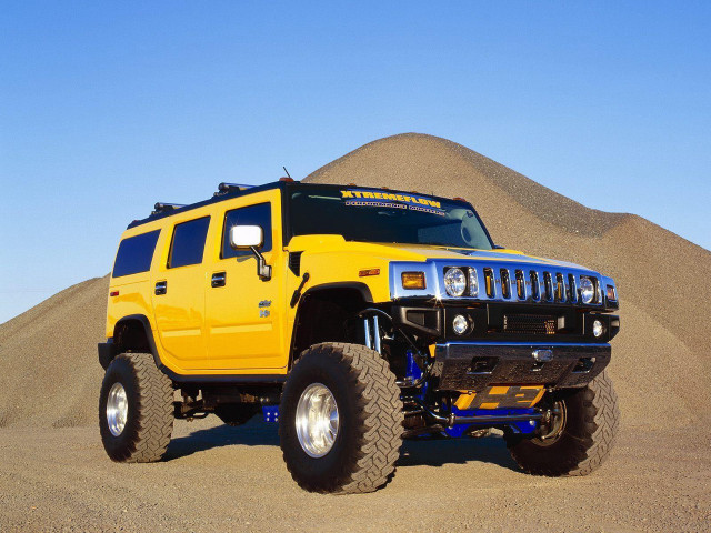 Yellow hummer truck desert mountain free wallpaper for desktop - medium preview image