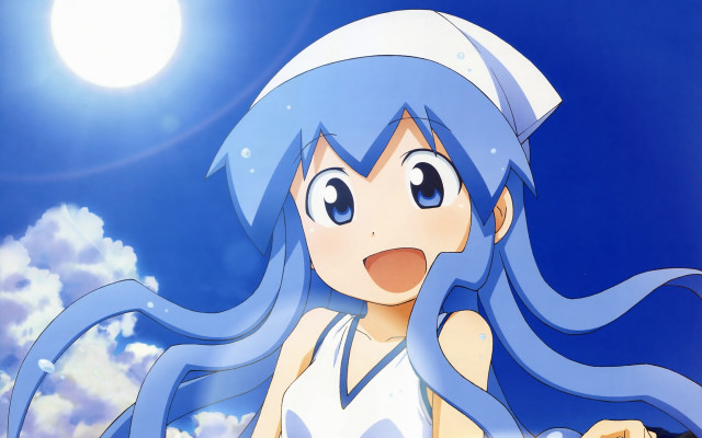 Blue hair girl white dress #2 free wallpaper for desktop - medium preview image