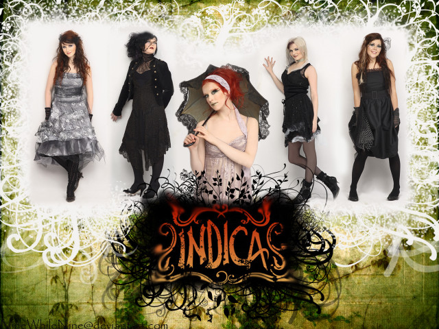 Gothic women umbrellas green background free wallpaper for desktop - medium preview image