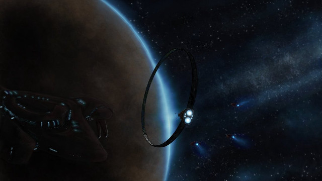 Space station satellite planet star free wallpaper for desktop - medium preview image