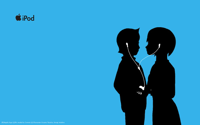 Couple silhouettes blue background ipod free wallpaper for desktop - medium preview image