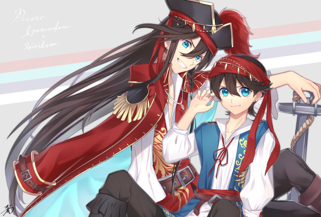 Anime couple bench sword pirate free wallpaper for desktop - medium preview image