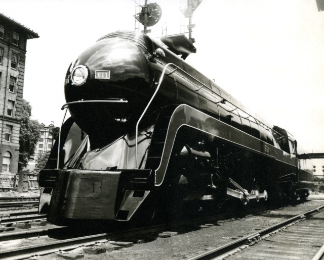 Train city tracks monochrome precisionism free wallpaper for desktop - medium preview image