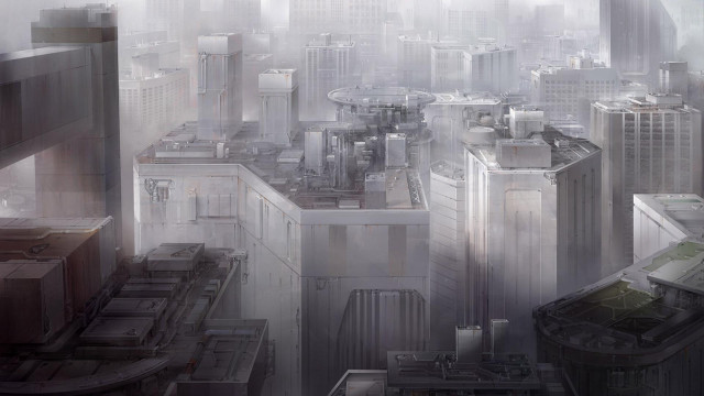 Cityscape tallbuildings foggysky mattepainting architecture free wallpaper for desktop - medium preview image