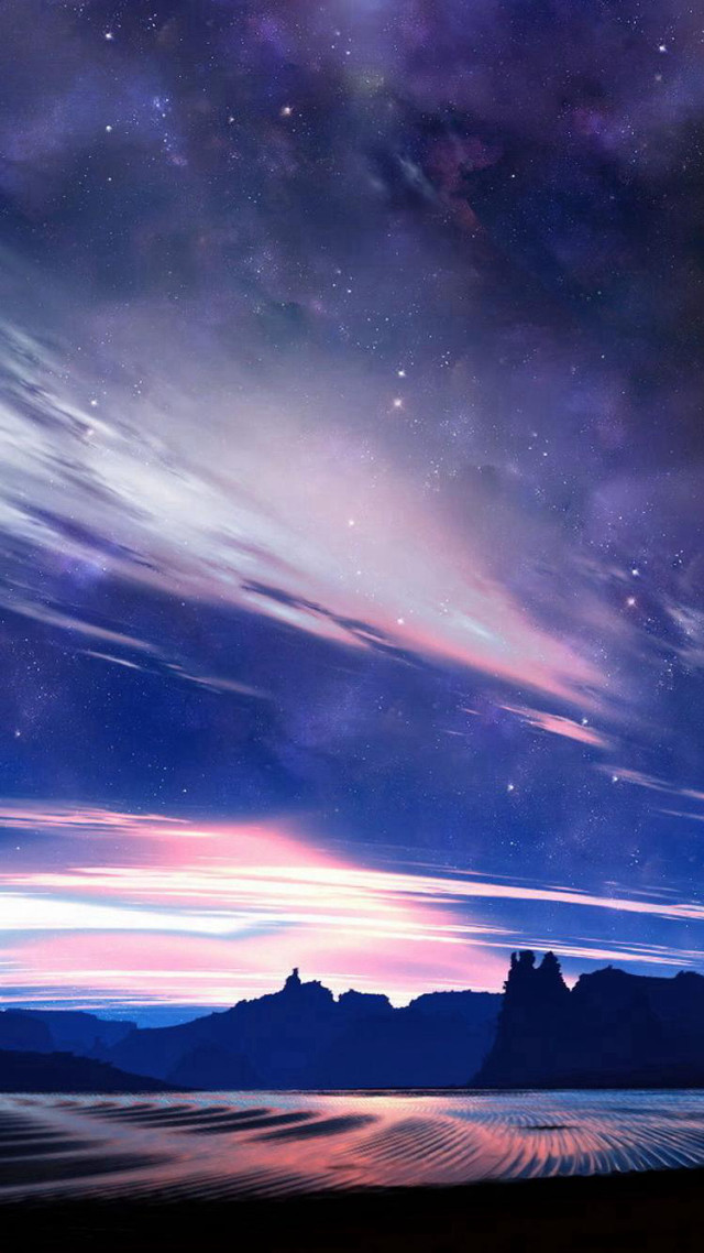 Night sky stars clouds mountains #5 free wallpaper for mobile - medium preview image