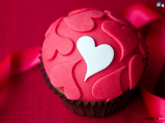 Cupcake heart table pink ribbon free wallpaper for desktop - medium preview image