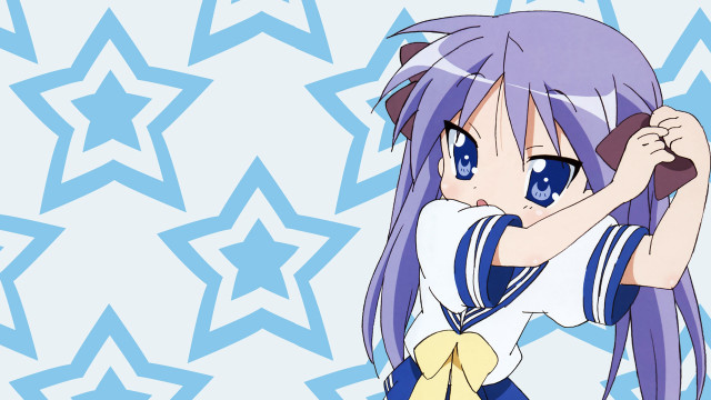 Anime girl purple hair baseball free wallpaper for desktop - medium preview image