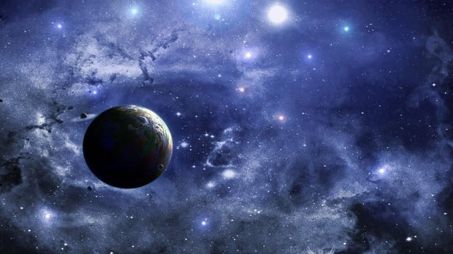 Space scene planet stars background free wallpaper for desktop - medium preview image