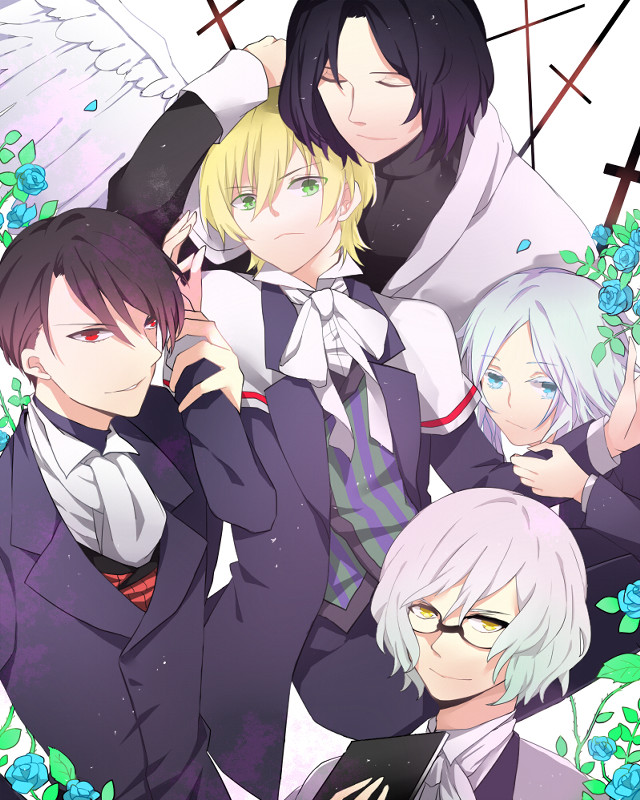 Anime white hair glasses group free wallpaper for mobile - medium preview image