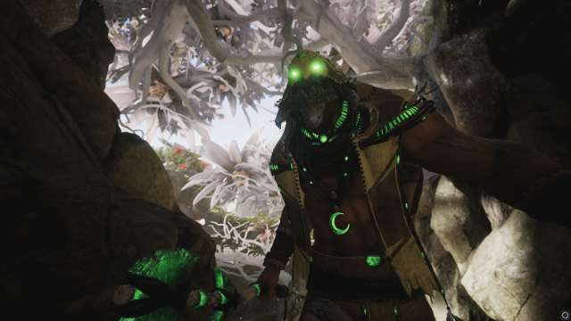 Man cave green glowing eyes free wallpaper for desktop - medium preview image