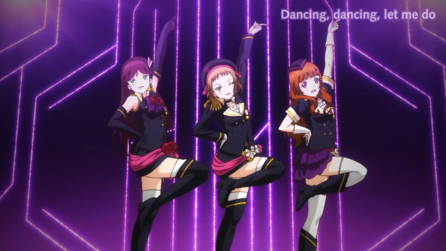 Anime girls dancing purple background free wallpaper for desktop - medium preview image