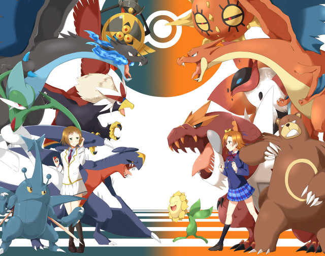 Pokemon group white background blue #2 free wallpaper for desktop - medium preview image