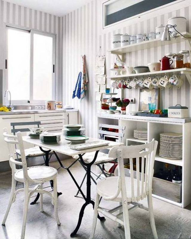 Kitchen table chairs shelf dishes free wallpaper for mobile - medium preview image